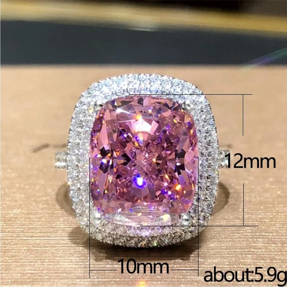 Elegant Pink and Sterling Silver Women's Ring 8 Carat Cocktail Ring Affinny - Picture 7 of 11